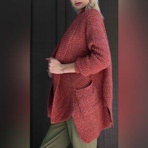POL Fire Brick Open-Front Cardigan Large